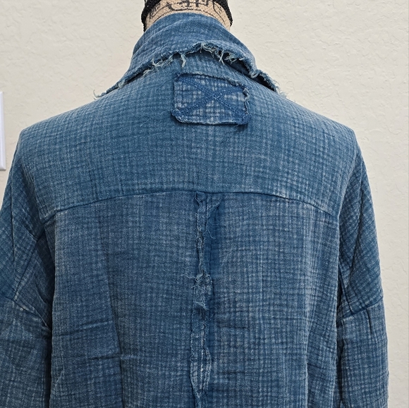 Blue Gauze Button Down Shirt - Picture 8 of 8